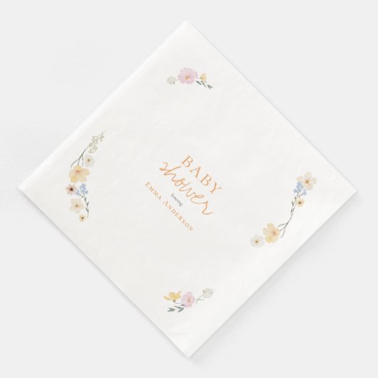 Botanische Boho bloemen Script baby shower  Servet (Hoek)