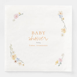 Botanische Boho bloemen Script baby shower  Servet