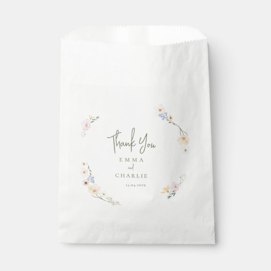 Botanische Boho bloemen Script bruiloft Bedankzakje (Voorkant)