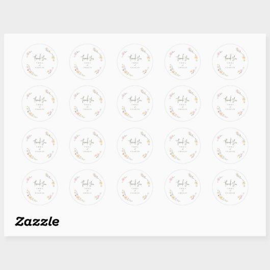 Botanische Boho bloemen Script bruiloft Ronde Sticker (Vel)