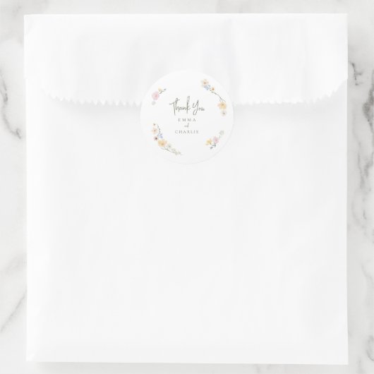 Botanische Boho bloemen Script bruiloft Ronde Sticker (Tas)