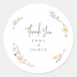 Botanische Boho bloemen Script bruiloft Ronde Sticker