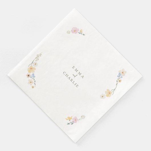 Botanische Boho bloemen Script bruiloft Servet (Hoek)
