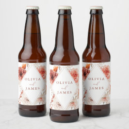 Botanische Boho Bloemrijke Frame Bruiloft Bier Etiket