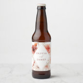 Botanische Boho Bloemrijke Frame Bruiloft Bier Etiket (Voorkant)