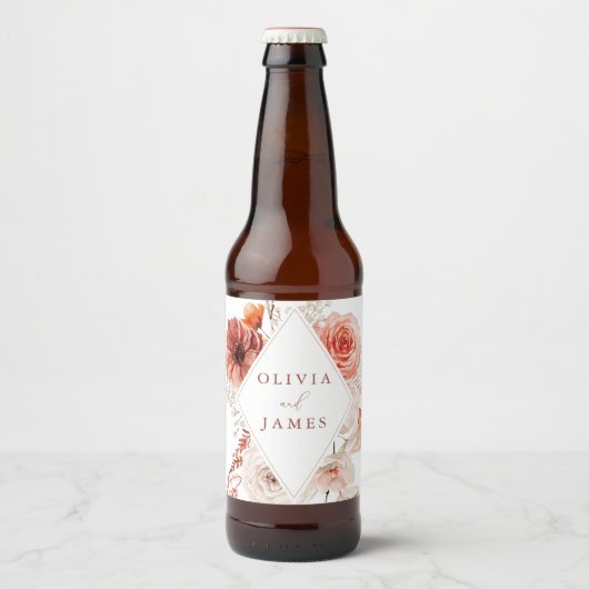 Botanische Boho Bloemstuk Bruiloft Bier Etiket (Voorkant)