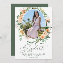 Botanische Boho Bloom Fotoaankondiging Afstuderen Kaart