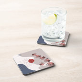 Botanische Boho Blue Magenta Bier Onderzetter (Rechterzijde)