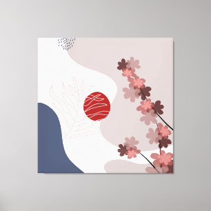 Botanische Boho Blue Magenta Canvas Afdruk