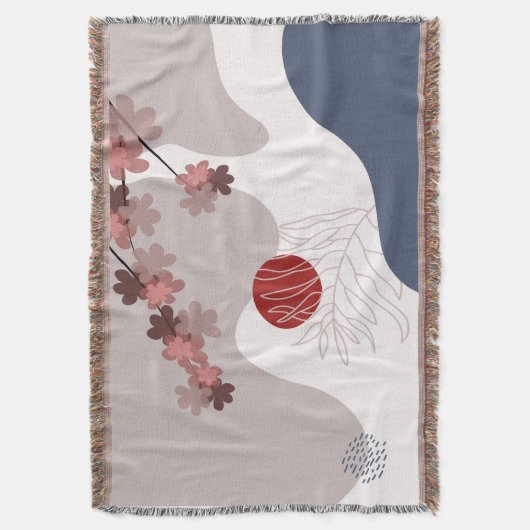 Botanische Boho Blue Magenta Deken (Voorkant Verticaal)