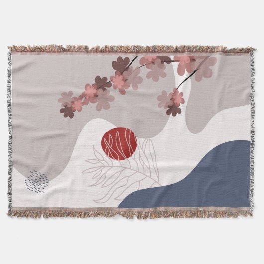 Botanische Boho Blue Magenta Deken (Voorkant)