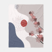 Botanische Boho Blue Magenta Fleece Deken (Voorkant)