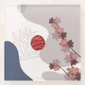 Botanische Boho Blue Magenta Glazen Onderzetter (Voorkant)