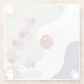 Botanische Boho Blue Magenta Glazen Onderzetter (Achterkant)