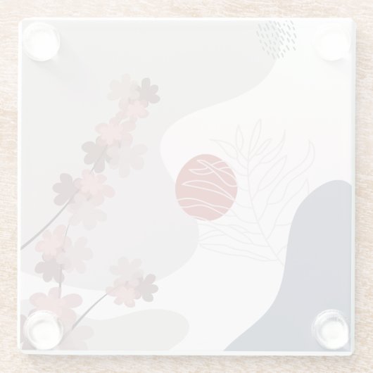 Botanische Boho Blue Magenta Glazen Onderzetter (Achterkant)