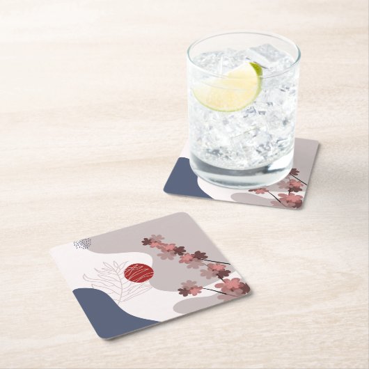 Botanische Boho Blue Magenta Kartonnen Onderzetters (Insitu)