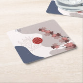 Botanische Boho Blue Magenta Kartonnen Onderzetters (Schuin)