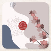 Botanische Boho Blue Magenta Kartonnen Onderzetters (Voorkant)