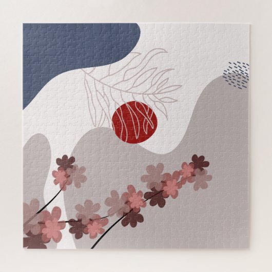 Botanische Boho Blue Magenta Legpuzzel (Horizontaal)