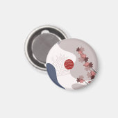 Botanische Boho Blue Magenta Magneet (Voorkant / Achterkant)