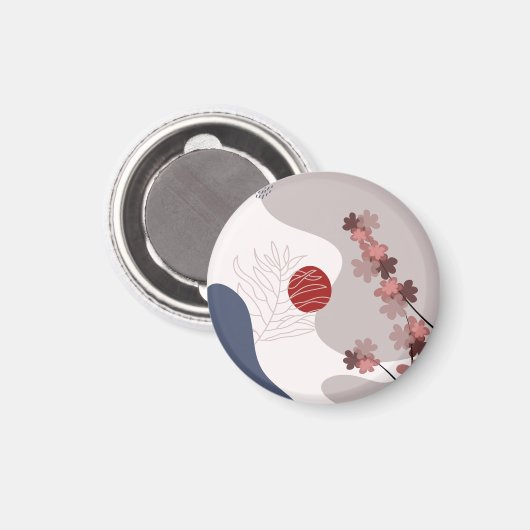 Botanische Boho Blue Magenta Magneet (Voorkant / Achterkant)