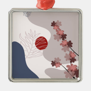 Botanische Boho Blue Magenta Metalen Ornament