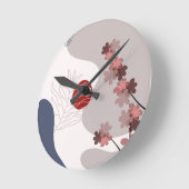 Botanische Boho Blue Magenta Ronde Klok (Hoek)