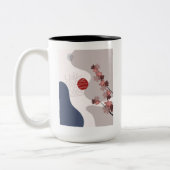 Botanische Boho Blue Magenta Tweekleurige Koffiemok (Links)