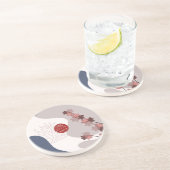 Botanische Boho Blue Magenta Zandsteen Onderzetter (Zijkant)