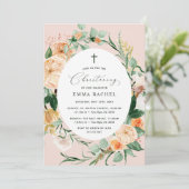 Botanische Boho Blush Pink Christening Gepersonali Kaart (Staand voorkant)