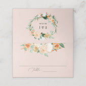 Botanische Boho Blush Pink Greenery Floral Wedding Plaatskaartje (Buitenkant ongevouwen)