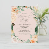 Botanische boho Blush Pink Pastel Retirement Party Kaart (Staand voorkant)