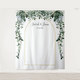 Botanische Boho-boog Bruiloftsfotocabine achtergro Wandkleed