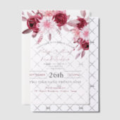 Botanische Boho Chic Bloemen Blush Bourgondië Brui Vellum Uitnodigingen (Offset (Uitnodiging))