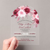 Botanische Boho Chic Bloemen Blush Bourgondische b Acryl Uitnodigingen (Insitu (Draagbaar))