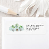 Botanische Boho Chic Potot Planten Return Address Etiket (Insitu)