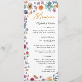 Botanische Boho Chique Wildflower Tuin Bruiloft Menu (Voorkant)