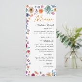 Botanische Boho Chique Wildflower Tuin Bruiloft Menu (Staand voorkant)