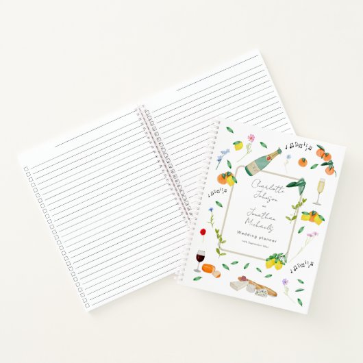 Botanische Boho Citrus Zomer Bruiloft Planner Notitieboek (Binnen)