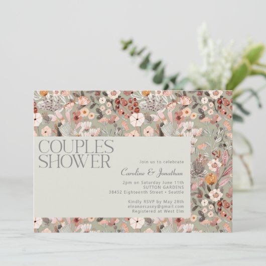 Botanische Boho Couples Shower Kaart (Staand voorkant)