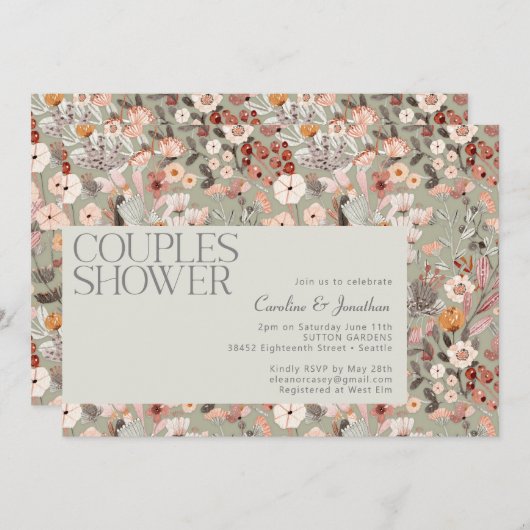 Botanische Boho Couples Shower Kaart (Voorkant / Achterkant)
