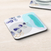 Botanische Boho Cyaan Paars Bier Onderzetter (Linkerzijde)