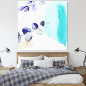 Botanische Boho Cyaan Paars Canvas Afdruk (Insitu (Slaapkamer))