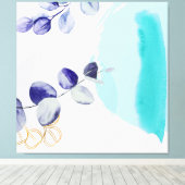 Botanische Boho Cyaan Paars Canvas Afdruk (Insitu (Houten vloer))