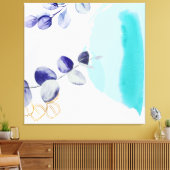 Botanische Boho Cyaan Paars Canvas Afdruk (Insitu (Woonkamer))