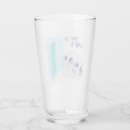 Botanische Boho Cyaan Paars Glas (Achterkant)