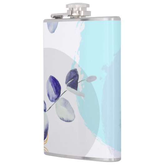 Botanische Boho Cyaan Paars Heupfles (Links)