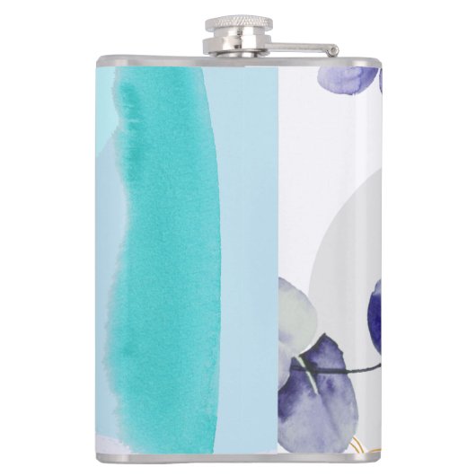 Botanische Boho Cyaan Paars Heupfles (Achterkant)