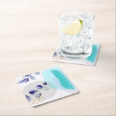 Botanische Boho Cyaan Paars Kartonnen Onderzetters (Insitu)