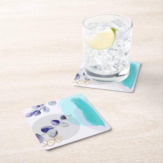 Botanische Boho Cyaan Paars Kartonnen Onderzetters (Insitu)